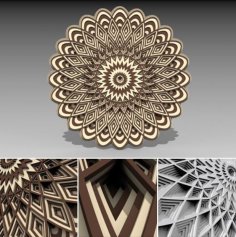 Lazer Kesim Çok Katmanlı 3D Mandala DXF Dosyası