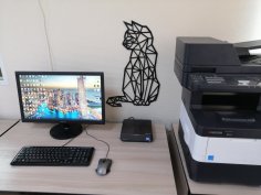 Lazer Kesim Kedi Poligon Sanat Duvar Dekoru 3D Heykel Sanatı DXF Dosyası
