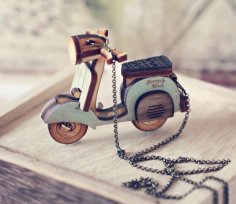 Lazer Kesim Ahşap Vespa Scooter Ücretsiz Vektör