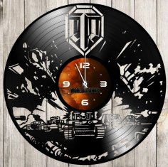 Lazer Kesim World of Tanks Vinil Plak Duvar Saati Ücretsiz Vektör