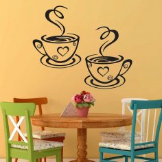 Kahve Fincanı Çifti Kafe Çay Duvar Çıkartmaları Kafe Sanatı Ücretsiz Vektör