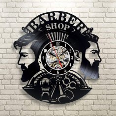 Lazer Kesim Berber Dükkanı Vinil Plak Duvar Saati Saç Stili Salonu Duvar Dekoru Ücretsiz Vektör