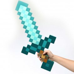 Lazer Kesim Minecraft Elmas Kılıç ve Kazma Oyuncakları Ücretsiz Vektör