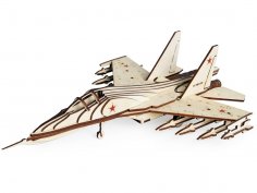 Lazer Kesim Ahşap Savaş Uçağı SU-30 Model Oyuncak Ücretsiz Vektör