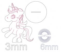 Lazer Kesim Ahşap Unicorn Peçete Tutucu Ücretsiz Vektör