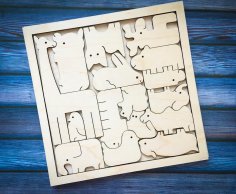 Çocuklar için Lazer Kesim Hayvanlar Puzzle Ücretsiz Vektör