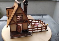 Lazer Kesim Ahşap Köy Evi DXF Dosyası