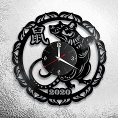 Lazer Kesim 2020 Fare Yılı Duvar Saati Ücretsiz Vektör