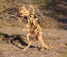 Lazer Kesim Dilophosaurus Dinozor 3D Puzzle Model 3mm Ücretsiz Vektör