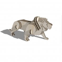 Lazer Kesim Aslan 3D Puzzle DXF Dosyası