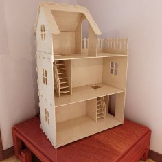 Lazer Kesim Oyuncak Bebek Evi Minyatür Oyuncak Ev Ücretsiz Vektör
