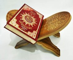 Lazer Kesim Kuran Tutucu Kitap Standı Rahle Rehal Ahşap CNC Router Oyma DXF Dosyası