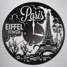 Lazer Kesim Paris Vinil Plak Saat DXF Dosyası