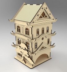 Lazer Kesim Pagoda Çay Evi Çay Poşeti Dispenseri Ücretsiz Vektör