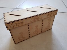 Lazer Kesim Biriktir, Harca, Paylaş 3 Bölmeli Kumbara 3mm SVG Dosyası