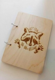 Lazerle Kazınmış Rakunlu Defter DXF Dosyası