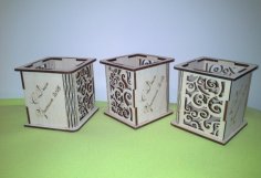 Lazer Kesim Ahşap Kalemlik DXF Dosyası