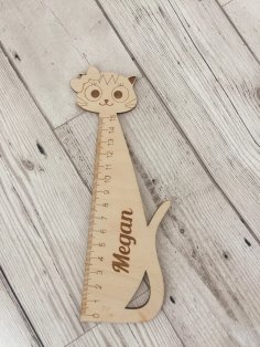 Lazer Kesim Kişiselleştirilmiş Ahşap Cetvel Kedi Şekli Ücretsiz Vektör