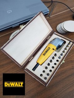 Lazer Kesim Ahşap Kutu, DEWALT Dik Açılı Ataşman için Ücretsiz Vektör