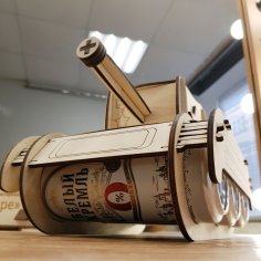 Lazer Kesim Tank Şeklinde Bira Kutusu Tutucu 4mm Ücretsiz Vektör