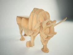 Lazer Kesim Boğa 3D Ahşap Puzzle Ücretsiz Vektör