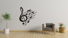 Lazer Kesim Müzik Notaları Duvar Sanatı Ücretsiz Vektör