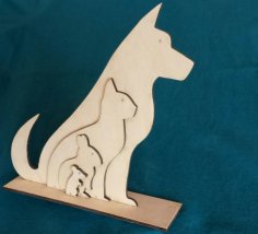 Lazer Kesim Hayvan Silueti Köpek Kedi Tavşan Fare SVG Dosyası