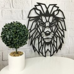 Lazer Kesim Duvar Dekoru Ahşap Panel Geometrik Aslan Başı Ücretsiz Vektör
