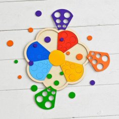 Lazer Kesim Ahşap Çiçek Çocuk Şekil Eşleştirme Okul Öncesi Puzzle Oyuncak Ücretsiz Vektör