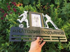 Lazer Kesim Futbol Madalya Askısı Fotoğraf Çerçeveli Ücretsiz Vektör