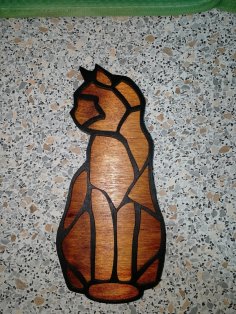 Lazer Kesim Ahşap Kedi Şeklinde Boncuk Düzenleyici Saklama Ücretsiz Vektör