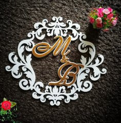 Lazer Kesim Dekor Monogram Ücretsiz Vektör