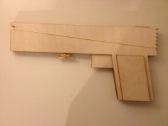 Lazer Kesim Lastik Bantlı Tabanca 6 Atış Yarı Otomatik SVG Dosyası
