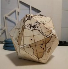 Lazer Kesim Kazıma Dymaxion Küre SVG Dosyası