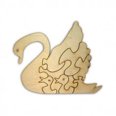 Lazer Kesim Boş Ahşap Puzzle Kuğu Ücretsiz Vektör