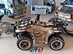 Lazer Kesim Ahşap ATV Quad Bike Oyuncak Ücretsiz Vektör