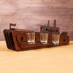 Lazer Kesim Mini Bar Ahşap Gemi Ücretsiz Vektör