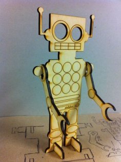 Lazer Kesim Ahşap Robot Ücretsiz Vektör