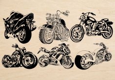 Lazer Kesim Oyma Motosiklet Temalı Dekor Ücretsiz Vektör