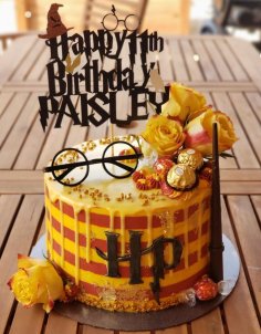 Lazer Kesim Harry Potter Pasta Süsü Kişiye Özel Doğum Günü Süsü Ücretsiz Vektör