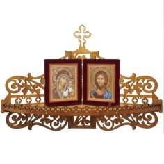 Lazer Kesim Hristiyan Ev İkonaları İçin Ahşap Sunak Rafı SVG Dosyası