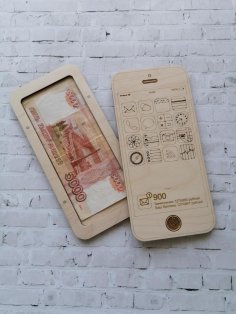 Lazer Kesim Ahşap Cüzdan Banknot Kutusu iPhone Şekilli Ücretsiz Vektör