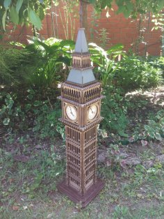 Lazer Kesim Londra Big Ben 3D Ahşap Model Ücretsiz Vektör