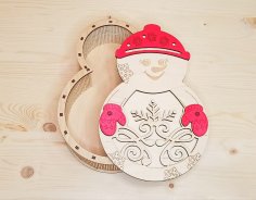 Lazer Kesim Kardan Adam Şeker Kutusu Noel Hediye Kutusu Ücretsiz Vektör