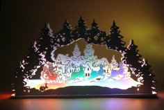 Lazer Kesim Noel Baba Kardan Adam Geyik Lamba Gece Lambası Masaüstü Noel Dekorasyonu Ücretsiz Vektör