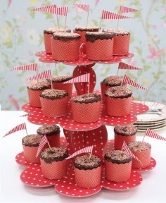 Lazer Kesim 3 Katlı Cupcake Standı Düğün Doğum Günü Partisi Dekorasyonu Ücretsiz Vektör