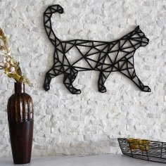 Lazer Kesim Kedi Duvar Dekoru Geometrik Desen Ücretsiz Vektör