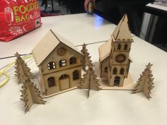 Lazer Kesim Katedrali 3D Ahşap Model Ücretsiz Vektör