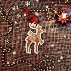 Lazer Kesim Kazınmış Noel Hayvan Süsü Ren Geyiği Dekor Ücretsiz Vektör