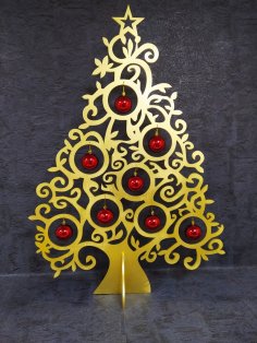Lazer Kesim Noel Süsü Ağacı Eşsiz Noel Dekorasyonu Ücretsiz Vektör